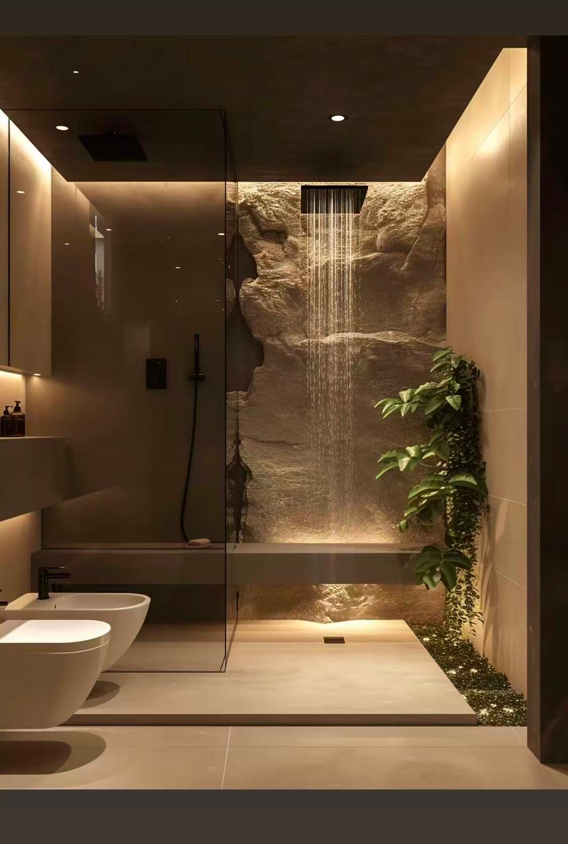Bathroom Project 2 full shower composition with lighting