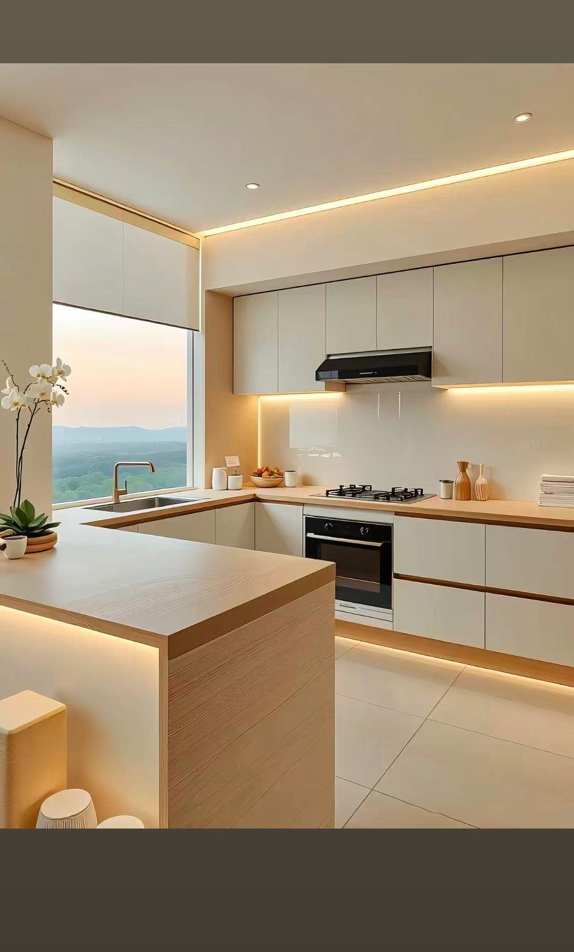 Contemporary kitchen remodel with island and perimeter cabinetry